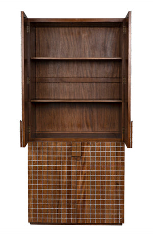 Noir Clash Walnut Hutch - Handcrafted Storage Solution with Dark Finish & Artisanal Design for Any Space GHUT153