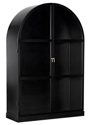 Noir Yoke Industrial Steel Hutch - Hand-Crafted Matte Black Storage Display for Modern Living Spaces GHUT154MTB