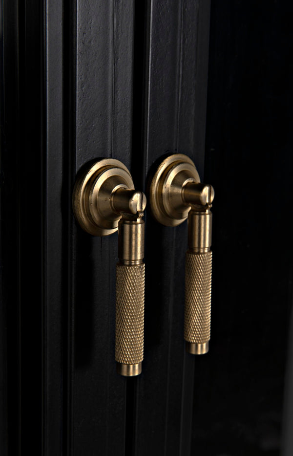 Noir Yoke Industrial Steel Hutch - Hand-Crafted Matte Black Storage Display for Modern Living Spaces GHUT154MTB