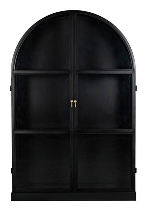 Noir Yoke Industrial Steel Hutch - Hand-Crafted Matte Black Storage Display for Modern Living Spaces GHUT154MTB