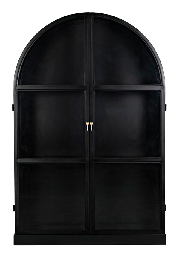 Noir Yoke Industrial Steel Hutch - Hand-Crafted Matte Black Storage Display for Modern Living Spaces GHUT154MTB