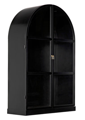 Noir Yoke Industrial Steel Hutch - Hand-Crafted Matte Black Storage Display for Modern Living Spaces GHUT154MTB