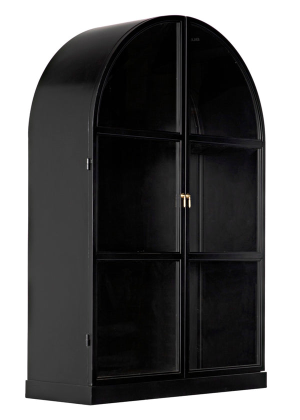 Noir Yoke Industrial Steel Hutch - Hand-Crafted Matte Black Storage Display for Modern Living Spaces GHUT154MTB