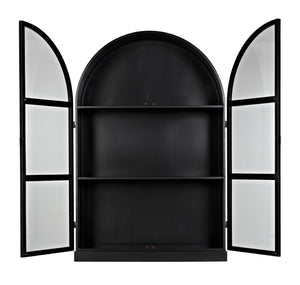 Noir Yoke Industrial Steel Hutch - Hand-Crafted Matte Black Storage Display for Modern Living Spaces GHUT154MTB