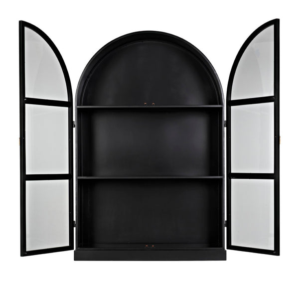 Noir Yoke Industrial Steel Hutch - Hand-Crafted Matte Black Storage Display for Modern Living Spaces GHUT154MTB