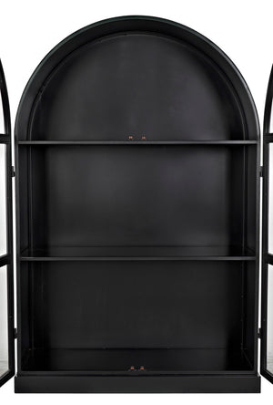 Noir Yoke Industrial Steel Hutch - Hand-Crafted Matte Black Storage Display for Modern Living Spaces GHUT154MTB