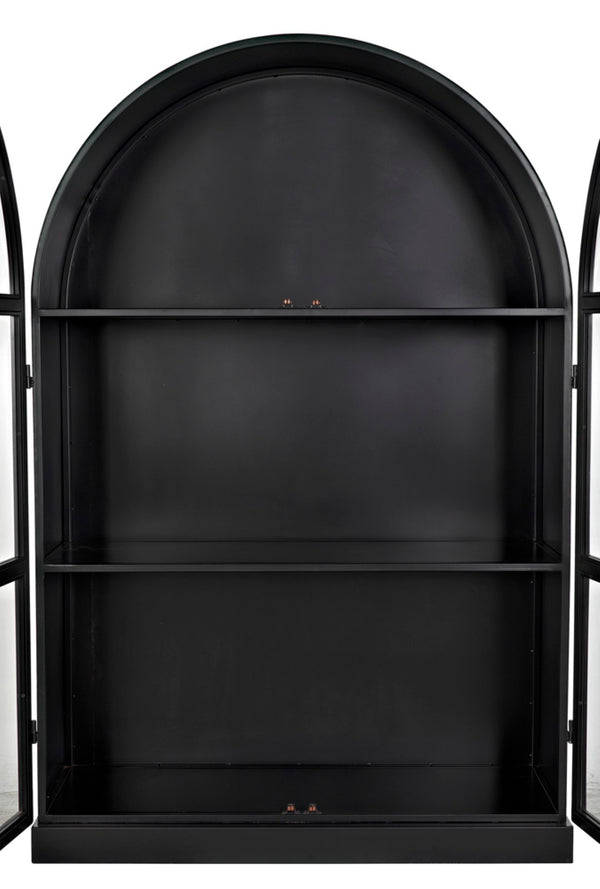 Noir Yoke Industrial Steel Hutch - Hand-Crafted Matte Black Storage Display for Modern Living Spaces GHUT154MTB