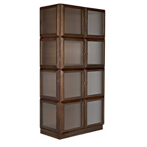 Noir Collins Hutch - Elegant Dark Walnut Storage & Display Cabinet with Glass Accents for Modern Homes GHUT158DW