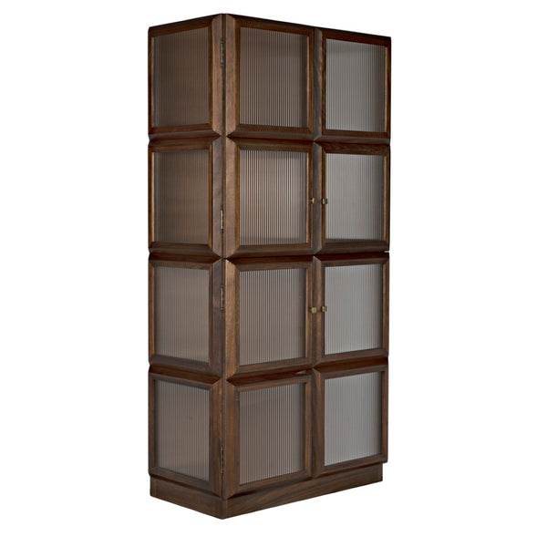 Noir Collins Hutch - Elegant Dark Walnut Storage & Display Cabinet with Glass Accents for Modern Homes GHUT158DW