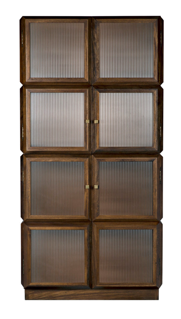 Noir Collins Hutch - Elegant Dark Walnut Storage & Display Cabinet with Glass Accents for Modern Homes GHUT158DW