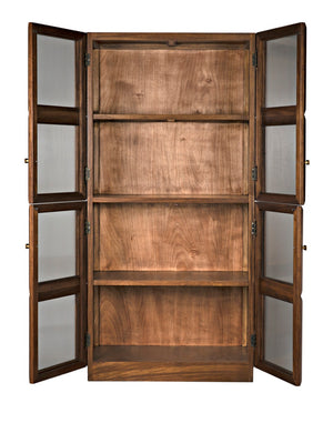 Noir Collins Hutch - Elegant Dark Walnut Storage & Display Cabinet with Glass Accents for Modern Homes GHUT158DW