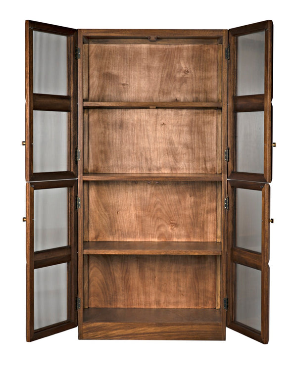 Noir Collins Hutch - Elegant Dark Walnut Storage & Display Cabinet with Glass Accents for Modern Homes GHUT158DW