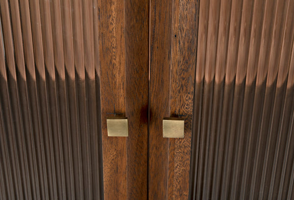 Noir Collins Hutch - Elegant Dark Walnut Storage & Display Cabinet with Glass Accents for Modern Homes GHUT158DW