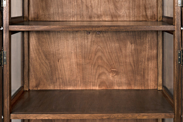 Noir Collins Hutch - Elegant Dark Walnut Storage & Display Cabinet with Glass Accents for Modern Homes GHUT158DW