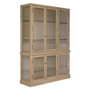 Noir Chester Hutch – Elegant White Oak Storage & Display Cabinet with Glass Accents for Home Décor GHUT159WO