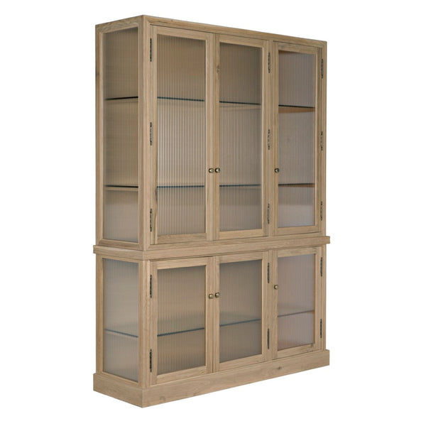 Noir Chester Hutch – Elegant White Oak Storage & Display Cabinet with Glass Accents for Home Décor GHUT159WO