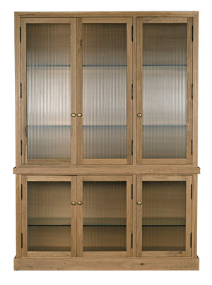 Noir Chester Hutch – Elegant White Oak Storage & Display Cabinet with Glass Accents for Home Décor GHUT159WO