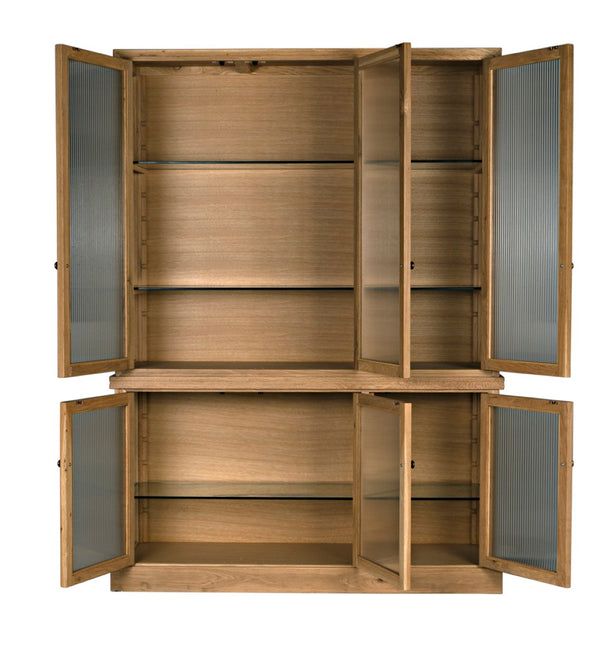 Noir Chester Hutch – Elegant White Oak Storage & Display Cabinet with Glass Accents for Home Décor GHUT159WO