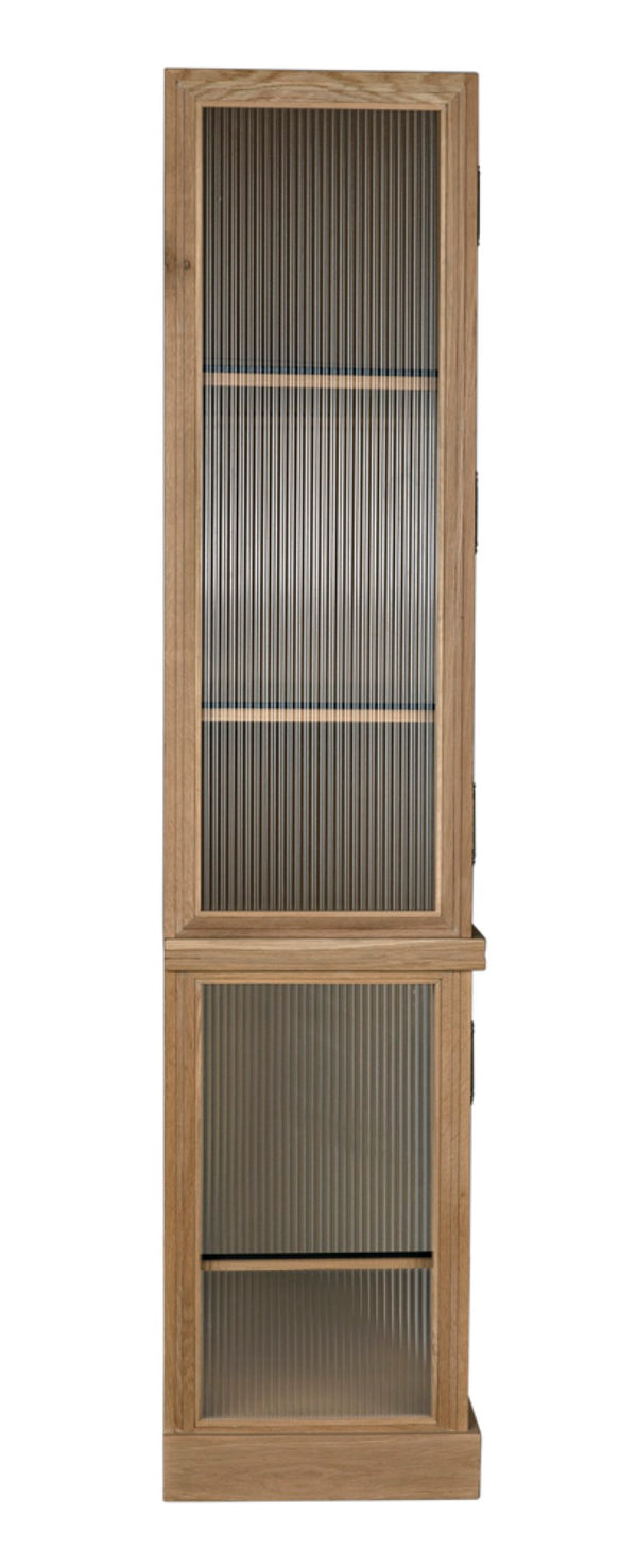 Noir Chester Hutch – Elegant White Oak Storage & Display Cabinet with Glass Accents for Home Décor GHUT159WO