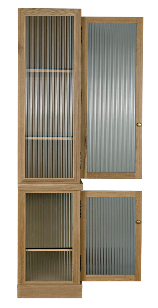 Noir Chester Hutch – Elegant White Oak Storage & Display Cabinet with Glass Accents for Home Décor GHUT159WO