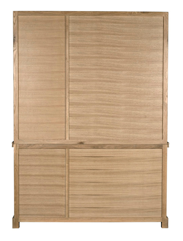 Noir Chester Hutch – Elegant White Oak Storage & Display Cabinet with Glass Accents for Home Décor GHUT159WO