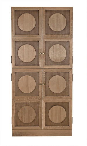 Noir Wellington Hutch - Elegant White Oak Storage Solution with Brass Pulls for Timeless Home Décor GHUT161WO