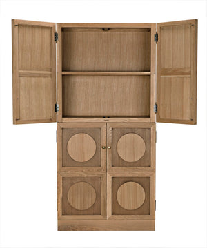 Noir Wellington Hutch - Elegant White Oak Storage Solution with Brass Pulls for Timeless Home Décor GHUT161WO