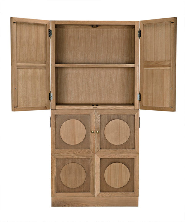 Noir Wellington Hutch - Elegant White Oak Storage Solution with Brass Pulls for Timeless Home Décor GHUT161WO