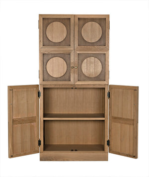 Noir Wellington Hutch - Elegant White Oak Storage Solution with Brass Pulls for Timeless Home Décor GHUT161WO