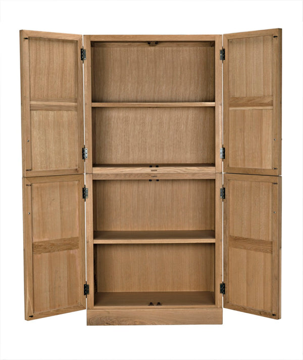 Noir Wellington Hutch - Elegant White Oak Storage Solution with Brass Pulls for Timeless Home Décor GHUT161WO