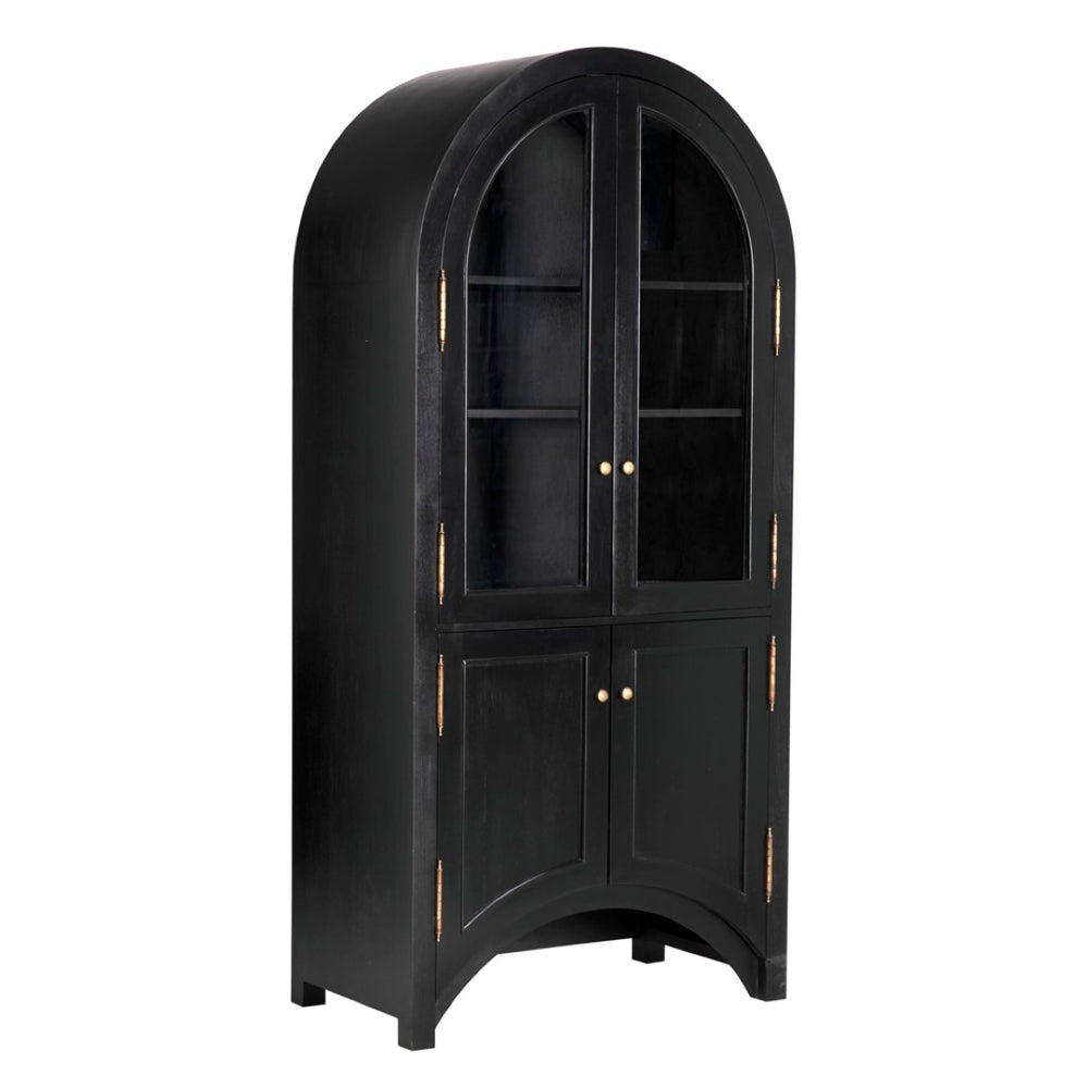 Noir Haring Hutch: Elegant Hand-Rubbed Black Storage Solution for Dining Rooms & Entryways, 86.5" Tall GHUT162HB