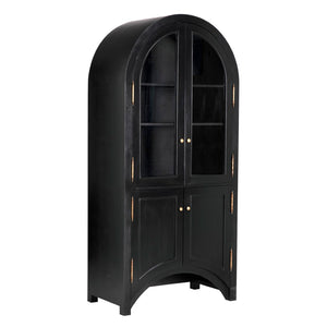 Noir Haring Hutch: Elegant Hand-Rubbed Black Storage Solution for Dining Rooms & Entryways, 86.5" Tall GHUT162HB