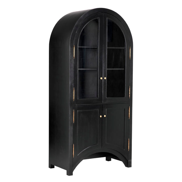 Noir Haring Hutch: Elegant Hand-Rubbed Black Storage Solution for Dining Rooms & Entryways, 86.5" Tall GHUT162HB