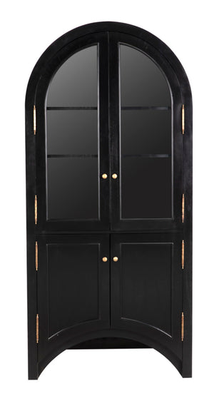 Noir Haring Hutch: Elegant Hand-Rubbed Black Storage Solution for Dining Rooms & Entryways, 86.5" Tall GHUT162HB