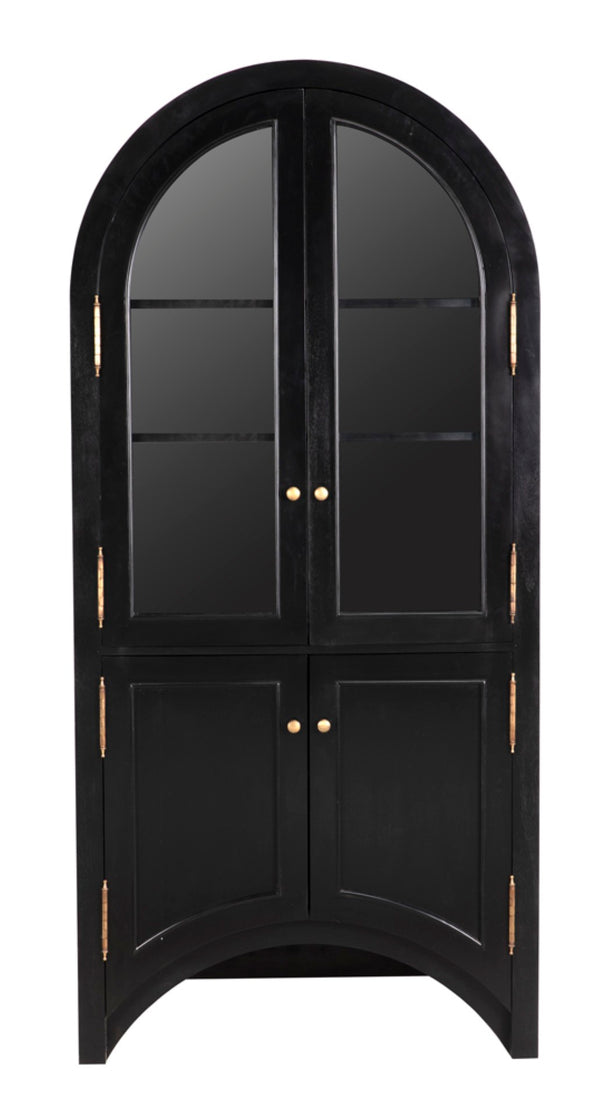 Noir Haring Hutch: Elegant Hand-Rubbed Black Storage Solution for Dining Rooms & Entryways, 86.5" Tall GHUT162HB
