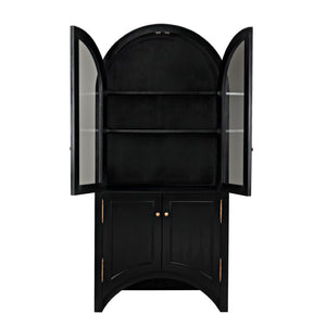 Noir Haring Hutch: Elegant Hand-Rubbed Black Storage Solution for Dining Rooms & Entryways, 86.5" Tall GHUT162HB