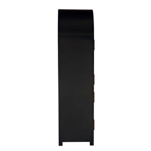 Noir Haring Hutch: Elegant Hand-Rubbed Black Storage Solution for Dining Rooms & Entryways, 86.5" Tall GHUT162HB