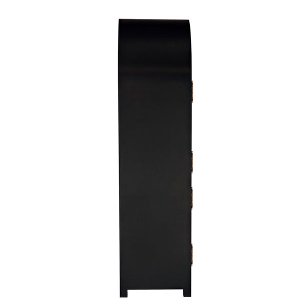 Noir Haring Hutch: Elegant Hand-Rubbed Black Storage Solution for Dining Rooms & Entryways, 86.5" Tall GHUT162HB