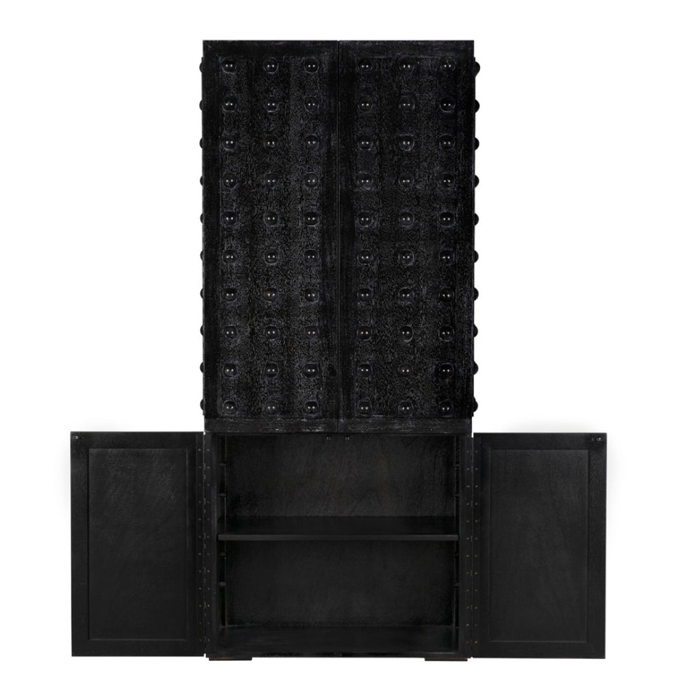 Noir Didier Hutch: Elegant Black Walnut Storage Solution with Adjustable Shelves for Any Room Decor GHUT165BKW