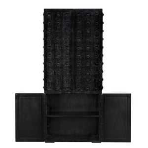 Noir Didier Hutch: Elegant Black Walnut Storage Solution with Adjustable Shelves for Any Room Decor GHUT165BKW