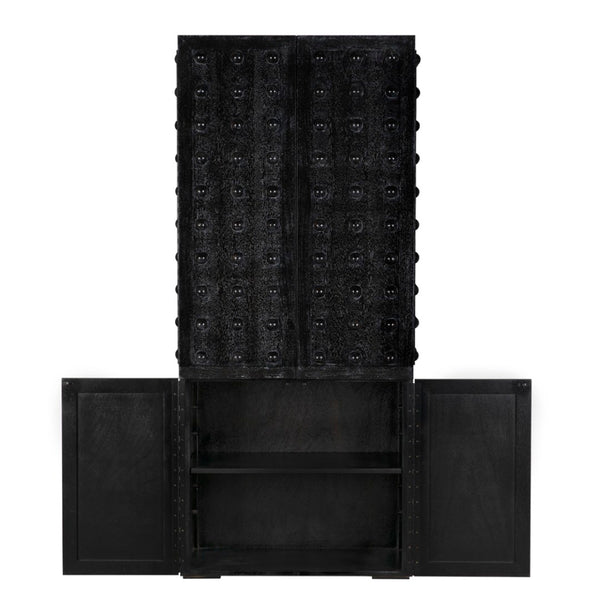 Noir Didier Hutch: Elegant Black Walnut Storage Solution with Adjustable Shelves for Any Room Decor GHUT165BKW