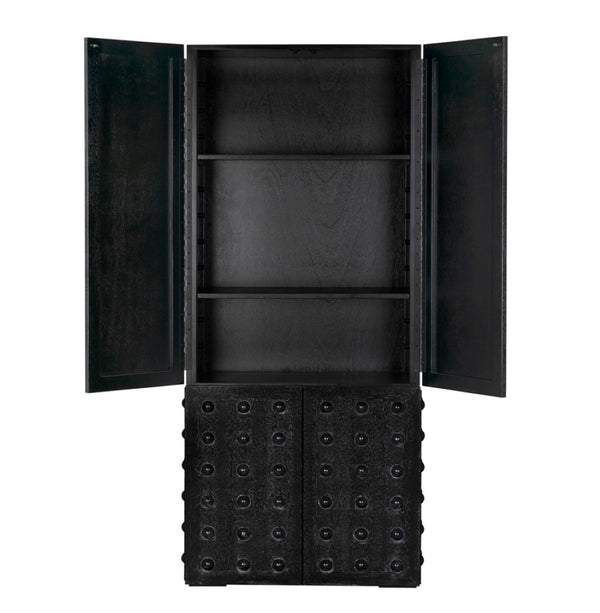 Noir Didier Hutch: Elegant Black Walnut Storage Solution with Adjustable Shelves for Any Room Decor GHUT165BKW