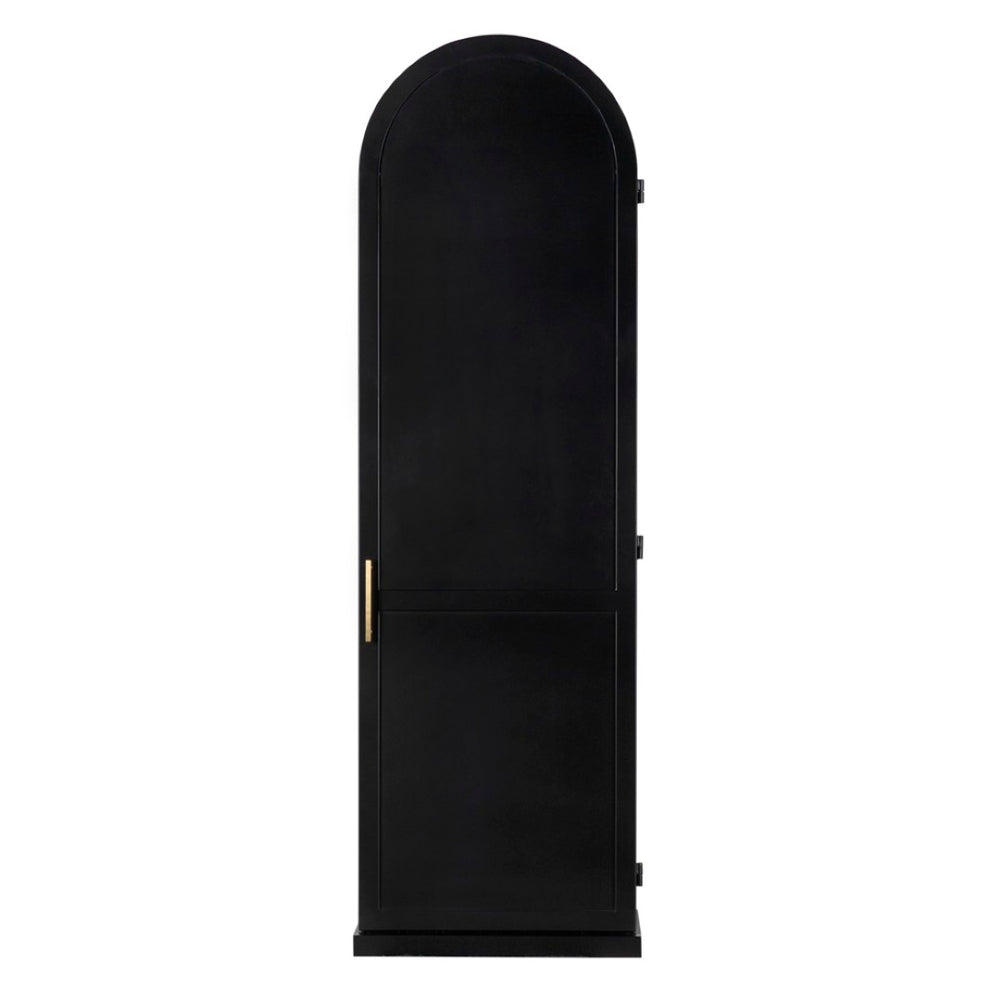 Noir New Tyrol Hutch - Industrial Matte Black Storage with Wood Shelves for Modern Home or Office Display Left GHUT166MTB-L