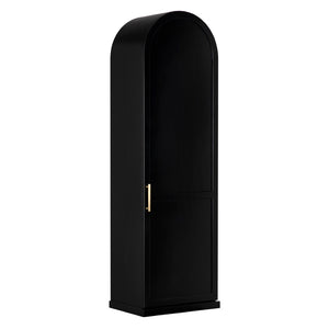 Noir New Tyrol Hutch - Industrial Matte Black Storage with Wood Shelves for Modern Home or Office Display Left GHUT166MTB-L