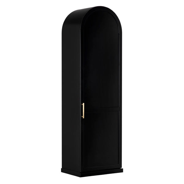 Noir New Tyrol Hutch - Industrial Matte Black Storage with Wood Shelves for Modern Home or Office Display Left GHUT166MTB-L