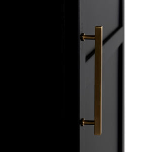 Noir New Tyrol Hutch - Industrial Matte Black Storage with Wood Shelves for Modern Home or Office Display Left GHUT166MTB-L