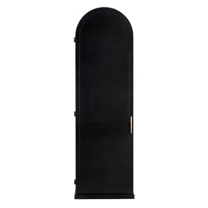 Noir New Tyrol Hutch - Industrial Matte Black Storage with Wood Shelves for Modern Home or Office Display Right GHUT166MTB-R