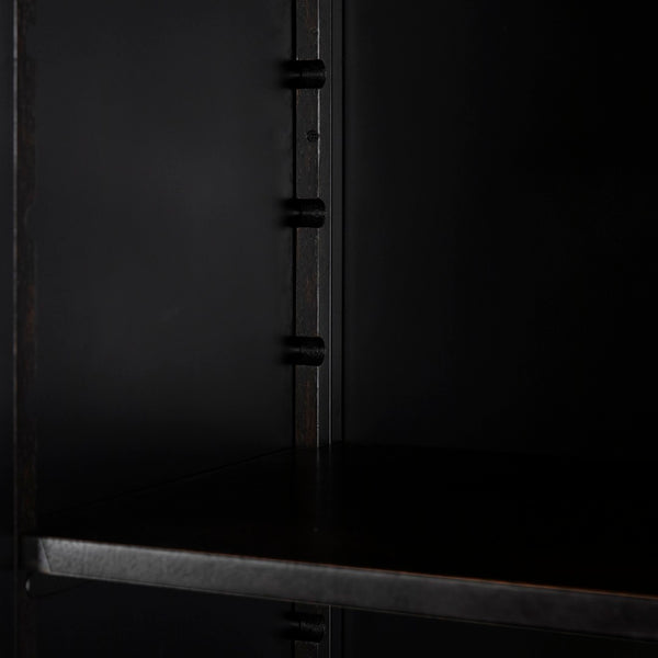 Noir New Tyrol Hutch - Industrial Matte Black Storage with Wood Shelves for Modern Home or Office Display Right GHUT166MTB-R