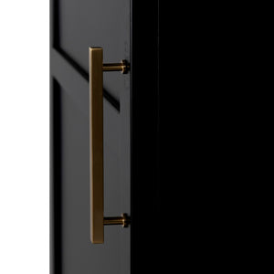 Noir New Tyrol Hutch - Industrial Matte Black Storage with Wood Shelves for Modern Home or Office Display Right GHUT166MTB-R