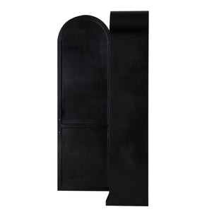 Noir New Tyrol Hutch - Industrial Matte Black Storage with Wood Shelves for Modern Home or Office Display Right GHUT166MTB-R